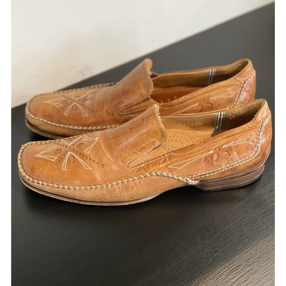 VTG Galizio Torresi Stitched Leather Loafers Men’s EU 43/US 10 Made In Italy - Picture 2 of 14